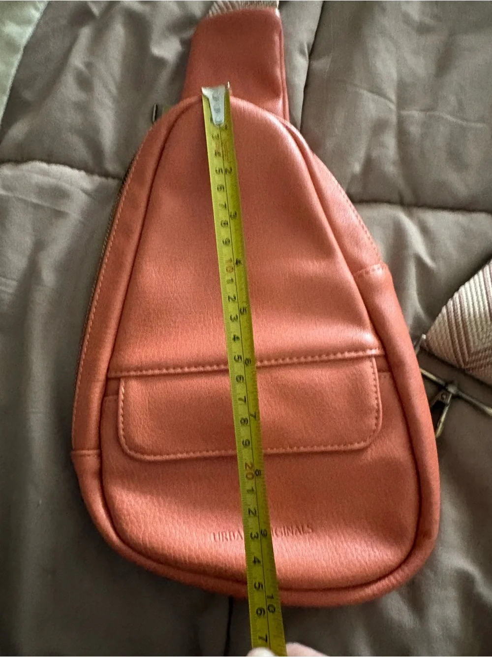 Urban Originals Coral-Orange Leather Sling Bag with Chevron Strap - Picture 2 of 8